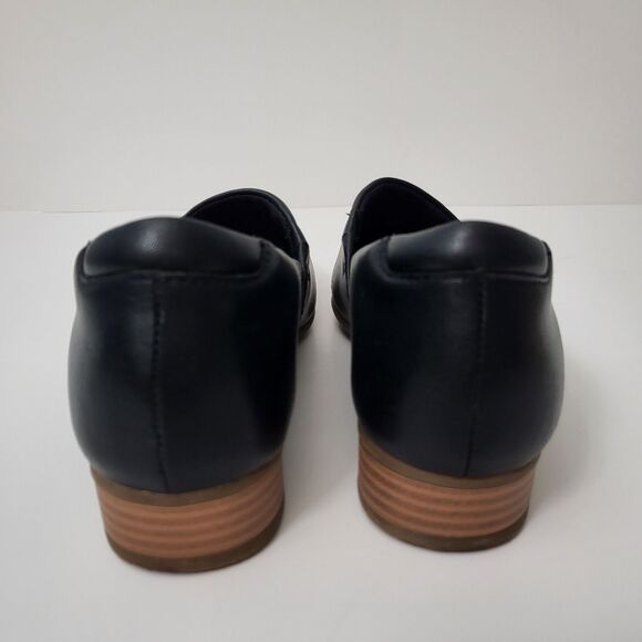 CLARKS Ultimate Comfort Juliet Palm Black Leather Loafers Womens 6W Wide Width - Picture 4 of 9